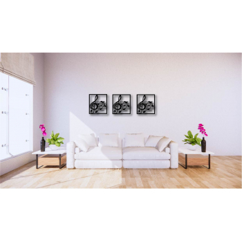 Kolaż z motywem nut na tle ściany